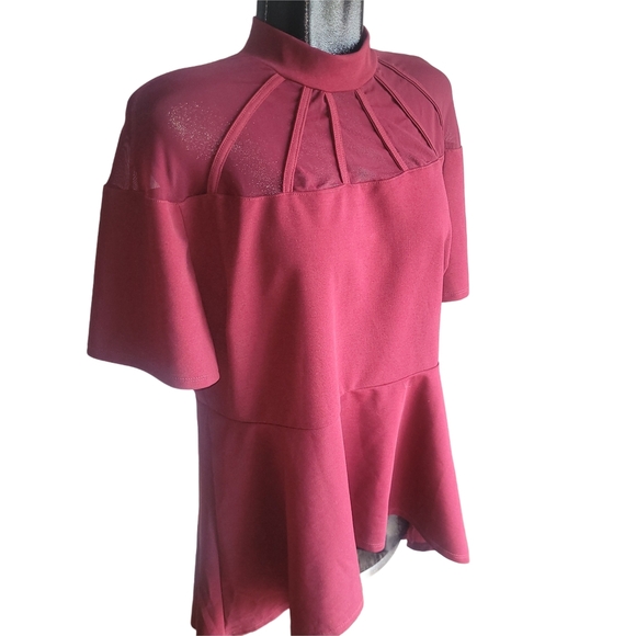 Shein Burgundy Short Sleeve Top 2X - Picture 2 of 5
